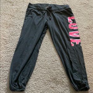 Gray and pink Capri sweatpants